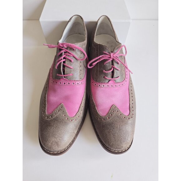 Cole Haan Colton Pink Taupe Brown Wingtip Brogue Oxford Mens Dress Shoes 11.5 - Picture 7 of 13